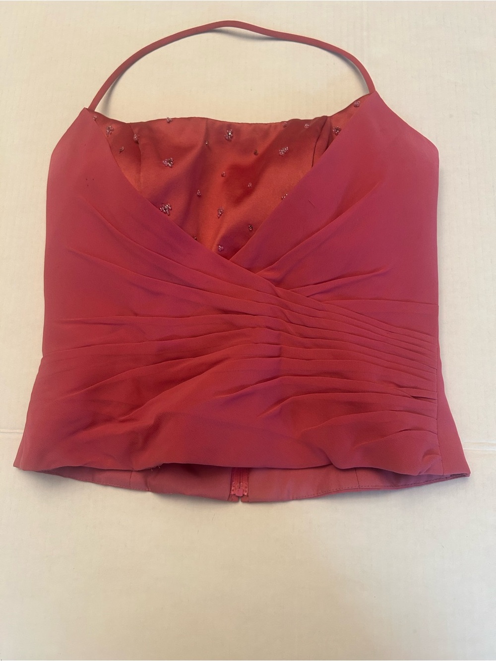 Red Halter Ruched Evening Halter Top